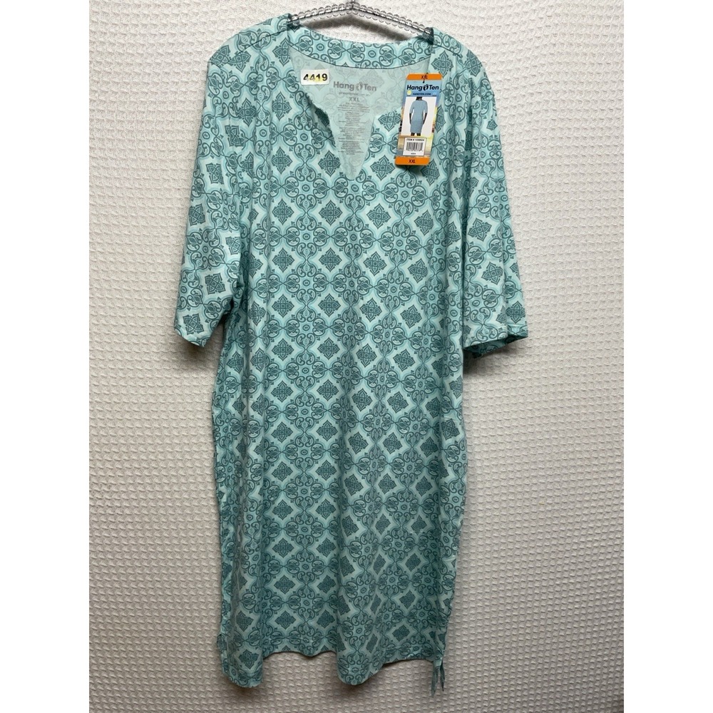 HANG TEN Women's 2XL Blue AQUA MEDALLION Sun Dress UPF 50+ Moisture Wicking NEW - Picture 2 of 9